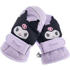 Sanrio Kuromi 立體兒童拇指滑雪手套兒童防水手套女童加厚手套冬季羊毛手套防寒手套