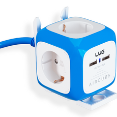 LUGBOX AirCube Design 2埠 USB 多孔延長線 4孔 LUK-KSG-04U-1.5, 1.5m, 藍色, 1個