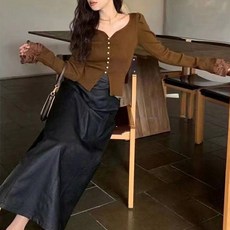 비비에모 여성용 펄 버튼 레이스 니트 가디건 05287