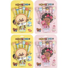 Pinkfud 4000麵包店理髮店公仔鉛筆 6支 2種*2入組 B, 黃色, 粉紅色