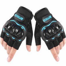 ZOLELE 經典觸控騎行手套 雙手套組 半指手套, 藍色, 1套