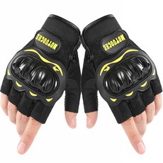 ZOLELE 經典觸控騎行手套雙手組半手套, 黃色, 1組