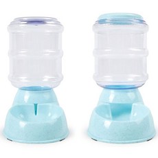 Peach Pet寵物大容量半自動飲水器+餵食器組, 藍色, 1組