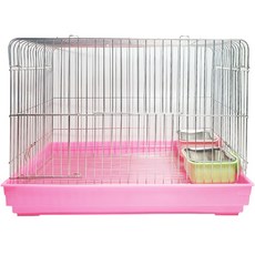 Lora Pet兔子屋+方形餐具 2入組, 粉紅色（兔籠），隨機出貨（碗）, 1組