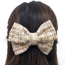 arang.rorang 女童款斜紋軟呢大蝴蝶結防滑自動髮夾