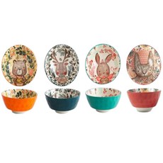 Market Neeed北歐風角色飯碗組, 綠色、紅色、橘色、淺綠色, 4種, 1組