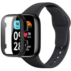 SPACE SHIELD Redmi Watch 3 Active 兼容一體式保護殼, 黑色