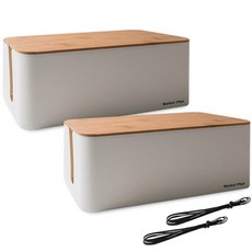 마켓플랜 심플 멀티탭 정리함, 2개, 우드화이트