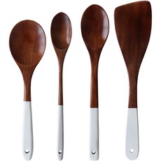 Bloom at home 塗漆烹飪工具4件組, 斜口鍋鏟 + 小號拌炒匙 + 中號拌炒匙 + 中號拌炒鏟, 白色, 1套