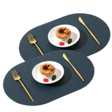hellogem 西式皮革餐墊, 寬 450mm x 300mm, 海軍藍, 2個
