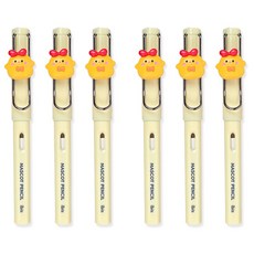 ibis 韓國吉祥物無限鉛筆小雞夾 HB, 6個, 黃色