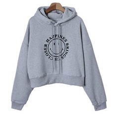 Chic Black 女性用邁爾吉微笑短版刷毛連帽T恤 cpt13646k39