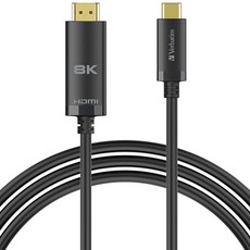 Verbatim 威寶 8K Type-C轉HDMI 2.1 MHL 鏡像傳輸線, 200cm, 黑色, 1個