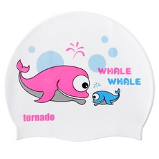 Tornado 設計款矽膠泳帽 TC1950, 白 + 粉紅, 1個