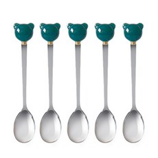 Lime Olive Baneh 小熊茶匙, 5個, 綠色