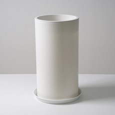 Morningscent 圓筒形塑膠花盆, 白色, 1個