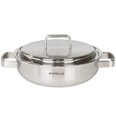 Kitchen-Art IH爐適用Premio316系列不鏽鋼附蓋雙耳湯鍋, 銀色, 24cm, 1組