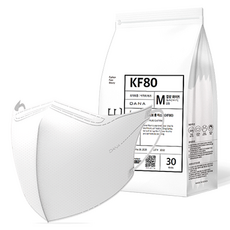 다나마스크 오브 쿨 뷰티라인 중형 KF80, 30개입, 1개, 블랑화이트