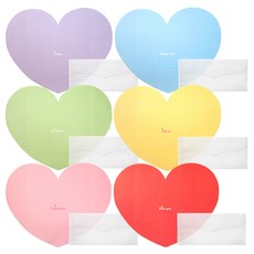 愛心留言信紙 6款 x 2張 + 描圖紙信封 12個 + 透明貼紙 12張 套組, 1套, 混合色