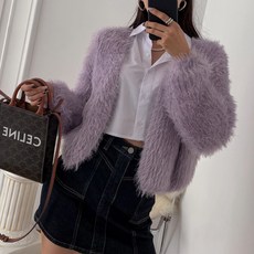 KnitNJean 女款寬鬆毛絨開襟Jiss針織外套