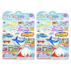 STUDIO EIGHT 金弘文具 噗噗交通工具大型彩虹貼紙, 2個, 混合顏色