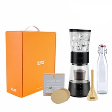 NUVO Home冷萃咖啡 DG組, 450ml, 木質研磨器+冰滴咖啡瓶+濾紙 50張+圓形濾紙 100張, 深灰色, 1組