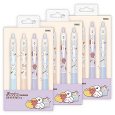 JAVAPEN JJUBA FRIENDS N Jetline 0.38mm 4入組, 紫色, 薄荷綠, 蜜桃色, 藍色, 3套