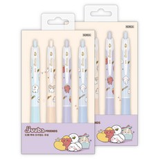 JAVAPEN JJUBA FRIENDS N Jetline 0.38mm 4入組, 紫色, 薄荷綠, 蜜桃色, 藍色, 2套