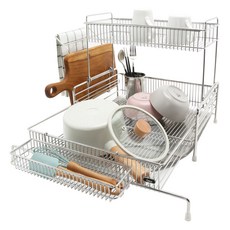 i-nex Clean Edge 4.0 雙層碗盤瀝水架, 2層, 1個, 銀色