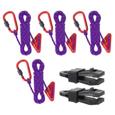 디트리 로프 4p + 스토퍼 4p + 카라비너 4p + 타프 고정클립 2종 세트, 23 퍼플 + 레드(로프), 랜덤발송(타프 고정클립)