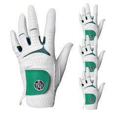 BRENCE 男款Color Label合成皮革高爾夫手套 左手用, 綠色, 4個