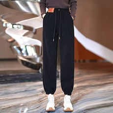 레몬소울 여성용 누센 골지 기모 밴딩 조거팬츠