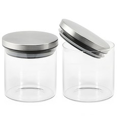 CHINADA 不鏽鋼圓形密封玻璃瓶, 650ml, 2個