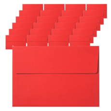 寬版封蓋喜帖明信片信封, 100個, 紅色