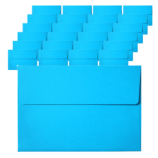 寬版封蓋喜帖明信片信封, 100個, 藍色