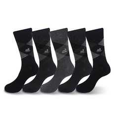 Crocodile 鱷魚 男款溫和的商務菱形格刺繡長筒襪 5雙組 CD332