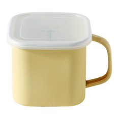 電磁爐適用把手方形琺瑯鍋, 奶油黃, 13.5cm, 1個