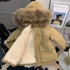 童款鬃毛連帽內刷毛抽繩外套