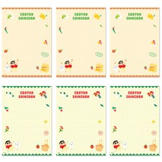 Flyingwhales 蠟筆小新 格線便條紙 2款 x 3入 組, 1 野餐, 2 點心時間, 1套