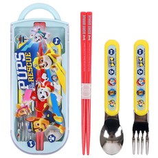 Skater 汪汪隊立大功滑蓋式餐具 3款組, 混色, 滑盒+湯匙+叉子+筷子, 1組