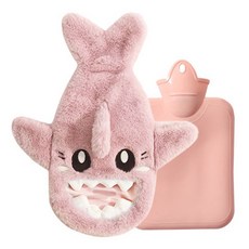 EVER HOUSE 粉紅鯊魚暖手套 + 1公升保溫熱水袋組合, 1套