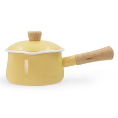 EJIRY Satin感應爐適用單柄琺瑯法式燉鍋, 奶油黃色, 15cm, 1個