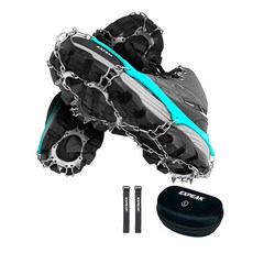Expeak Tundra 13P 不鏽鋼冰爪 雙腳穿戴 + 硬殼收納盒套組, 薄荷綠(冰爪)
