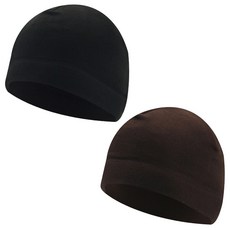 A-VIC SPORTS HeatGear 戶外防寒刷毛毛帽 2入, 黑色 + 深棕色