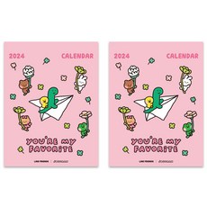 LINE FRIENDS 2024迷你桌曆, 粉色, 2個