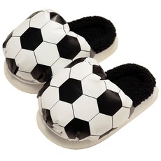 Uvely 兒童足球圖案絨毛球形拖鞋