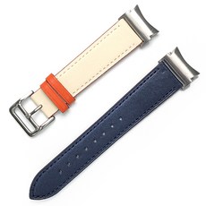 스페이스쉴드 갤럭시 워치 호환 원클릭 날개형 싱글 투어 레더 스트랩 20mm, 인디고콤보