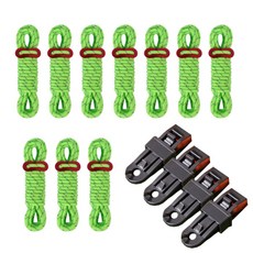 디트리 반사 로프 10p + 텐트타프 고정클립 4p 세트, 08 형광(로프), 랜덤발송(고정클립)