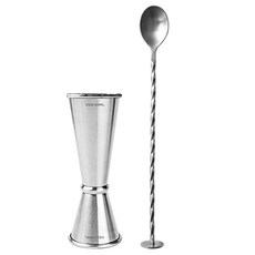 KALDIN 雞尾酒量酒器 30 / 60ml + 吧叉匙組合, 銀色, 1套