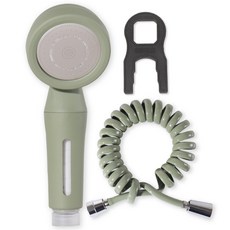 AQUADUO Blossom旅行用蓮蓬頭+彈簧淋浴軟管+扳手組, 橄欖綠(蓮蓬頭), 1組